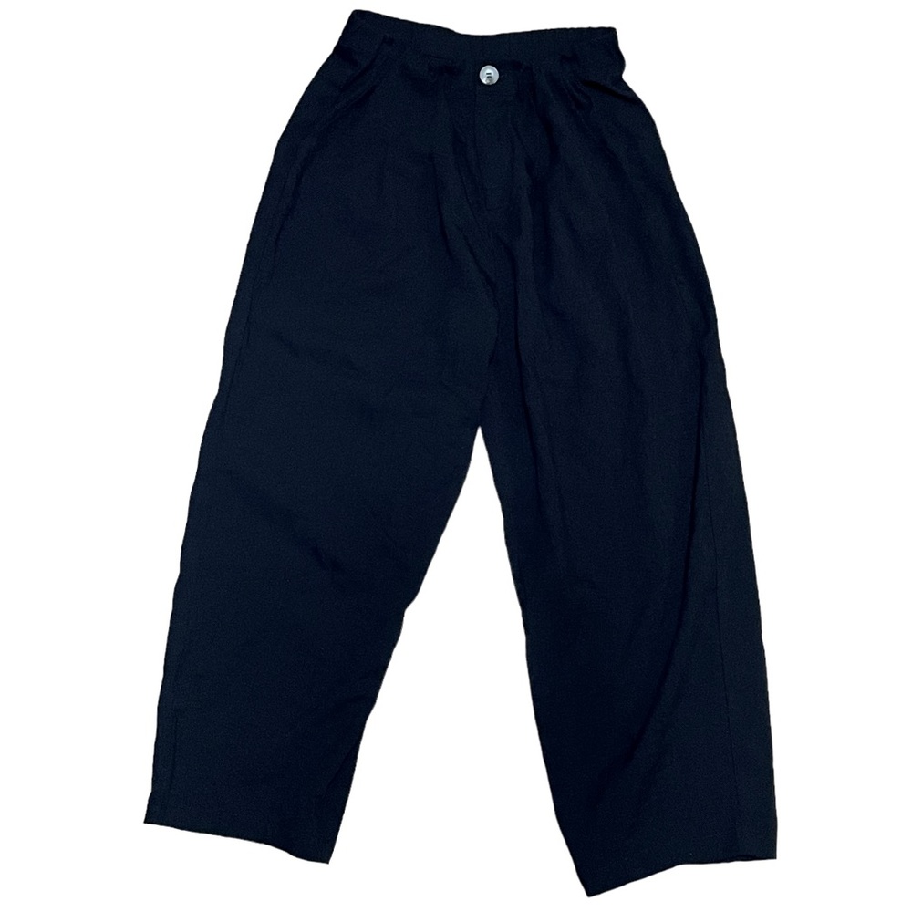 Dazy Wide Leg Black Pants With Elastic Waistband and Zipper with Button